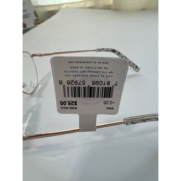 Life Is Good Round Blue Light Blocking Reading Glasses +2.25 Rose Gold Frame - Picture 7 of 9